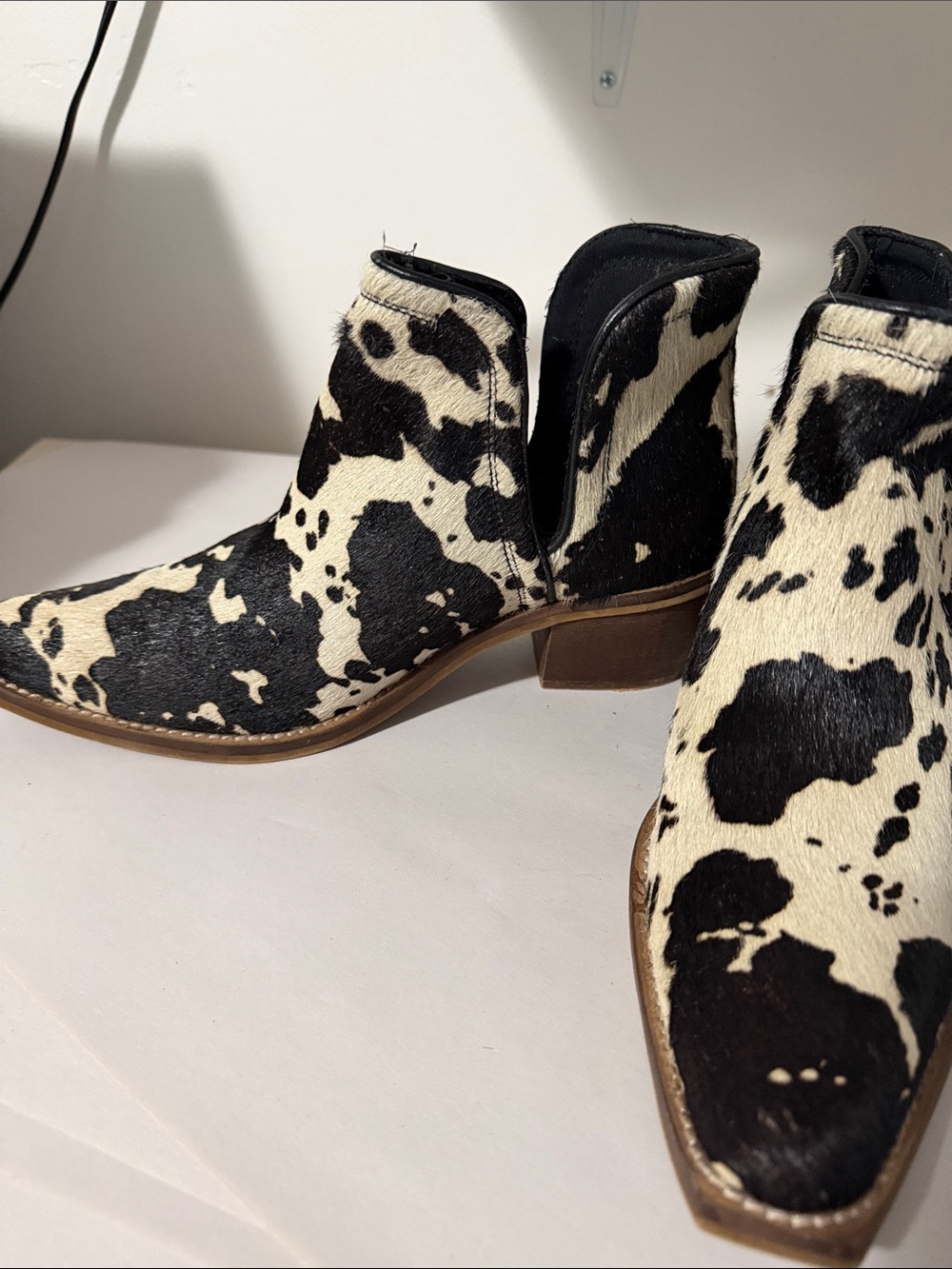 Myra Bag Black & White Cowhide Western Ankle Booties - Picture 6 of 8